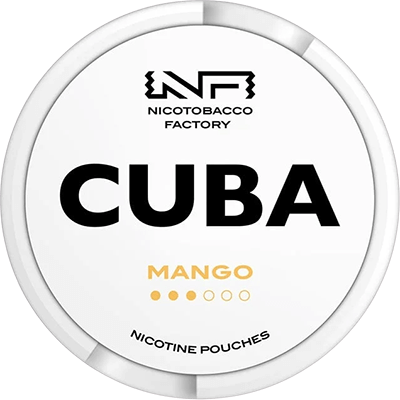 Enjoy the vibrant taste of CUBA Mango Medium nicotine pouches that features a refreshing mango flavor.