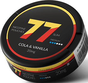 77 Nicotine Pouches Cola & Vanilla has the taste of regular coke but the vanilla flavor adds a bit more body and sweetness to usual coke formula.