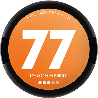 The aroma of 77 Peach and Mint nicotine pouches are enchanting with its intensity and carefully selected combination of flavors