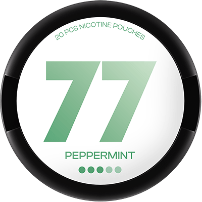 77 nicotine pouches with peppermint flavor, extra strong nicotine strength in slim format can