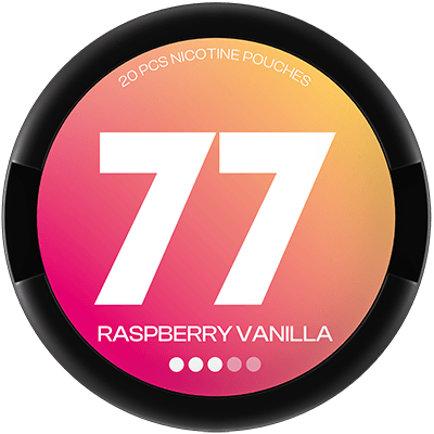 77 Raspberry and Vanilla nicotine pouches comes with a sweet and tart raspberry flavor complemented by soft and creamy notes of vanilla