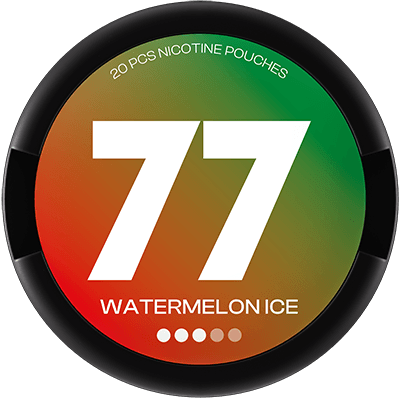 77 Watermelon Ice nicotine pouch is a tobacco-free snus with a sweet taste of watermelon and mint
