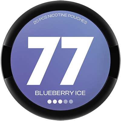 Experience the refreshing blend of blueberry sweetness and icy coolness with 77 Blueberry Nicotine Pouches