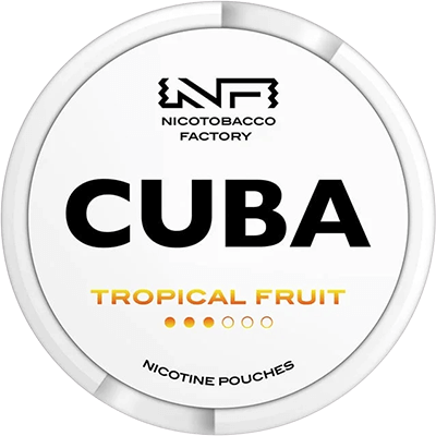 Enjoy the fruity, tropical vibes of CUBA Tropical Fruit Medium nicotine pouches. Each pouch packs 10.4 mg of nicotine for a fresh, exotic flavor you can enjoy on the go.