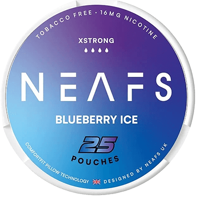 Enjoy the blueberry taste of NEAFS Blueberry X-Strong nicotine pouches.