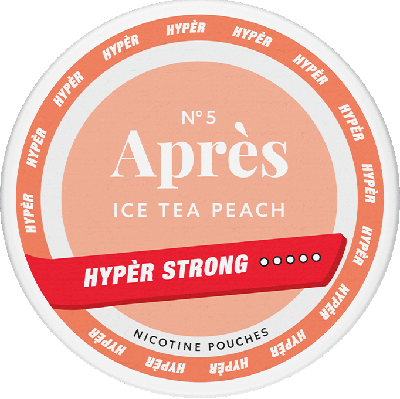 Après No.5 Ice Tea Peach Hypèr Strong is a slim nicopod with iced tea and peach flavor