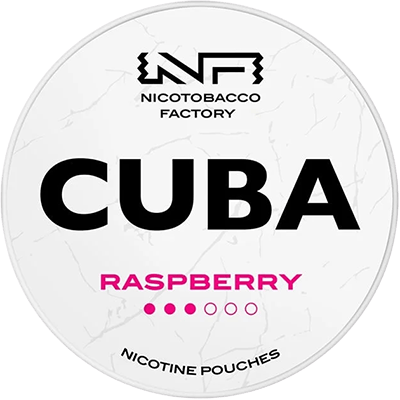 Enjoy the fresh and fruity taste of raspberries with CUBA Raspberry — a tobacco-free white nicotine pouch delivering 16 mg of nicotine per gram.