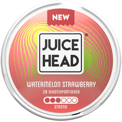 Juice Head Watermelon Strawberry nicotine pouch can with 9 mg Strong strength