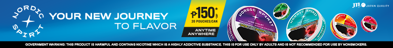 Nordic Spirit nicotine pouches for only Php 150 per can in the Philippines banner
