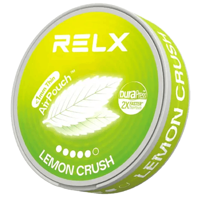 RELX Nicotine AirPouch Lemon Crush 14 mg ultra-thin nicotine pouches with refreshing lemon flavor and discreet tobacco-free design.