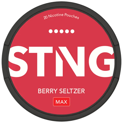 STNG Berry Seltzer MAX nicotine pouches with 27.5 mg nicotine and berry soda flavour