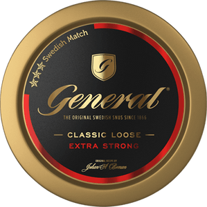 General Extra Strong Loose snus has a heavy and spicy tobacco taste with notes of bergamot and hints of tea, hay and leather