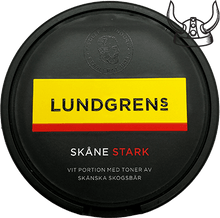 Load image into Gallery viewer, Lundgrens Skåne Stark snus has a rich tobacco flavor with notes of Swedish forest berries.