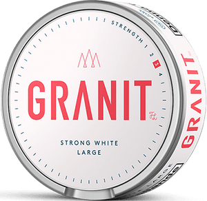 Granit Strong White Portion is a snus with a strong tobacco flavor, slightly higher nicotine content and white bags that drip less
