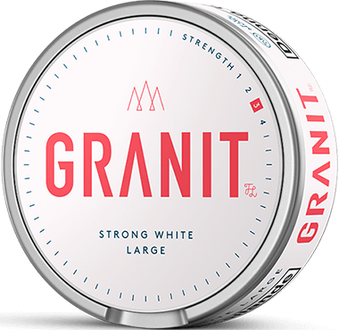 Granit Strong White Portion is a snus with a strong tobacco flavor, slightly higher nicotine content and white bags that drip less