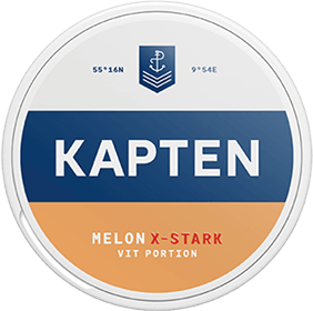 Kapten Melon Extra Strong has a fruity taste of melon, based on a traditional snus taste. It also has an extra high nicotine content.
