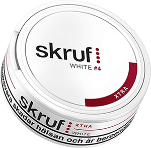 Skruf Xtra Stark White Portion is an extra strong portion snus with a mild and pure taste of tobacco and hints of bergamot and rose oil