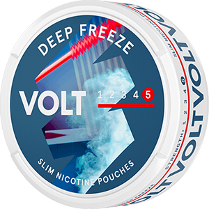 VOLT Deep Freeze Nicotine Pouches has a super cold eucalyptus and menthol taste in slim portions and with a super strong nicotine strength